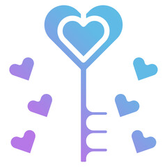 Gradient love key icon 