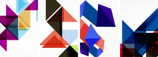 Triangle poster geometric background set