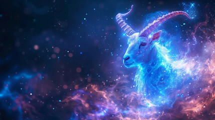 Obraz na płótnie Canvas A Sparkling Goat Capricorn Astrological Art