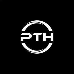 PTH letter logo design with black background in illustrator, cube logo, vector logo, modern alphabet font overlap style. calligraphy designs for logo, Poster, Invitation, etc.