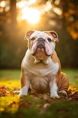 Captivating Showcase of English Bulldog's Grace and Confidence on a Sunny Day