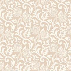 Seamless swirly Asian floral pattern design