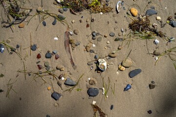 round rocks and pebbles on the beach in australia