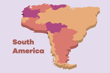 Map of the South American Continent. World map concept. Colored flat vector illustration isolated.