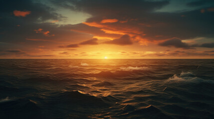 Fototapeta na wymiar Dramatic view of sunset beach abstract background. Generative ai.