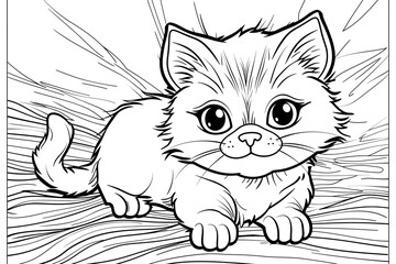 Obraz premium Cartoon cat coloring book