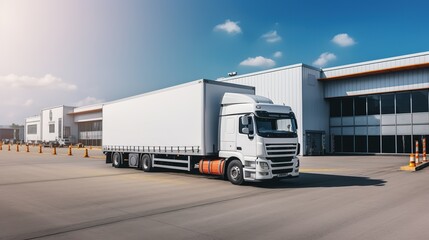 Trucks parked lined road freight industry logistics and transport concept ai generated image