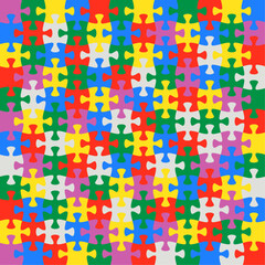 144 colorful jigsaw puzzle pieces background stock vector