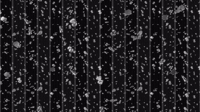 Nuts Bolts Background Loop Tile Falling. This industrial Wallpaper is loopable and tileable.