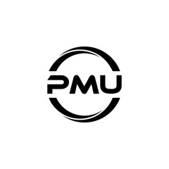 PMU letter logo design with white background in illustrator, cube logo, vector logo, modern alphabet font overlap style. calligraphy designs for logo, Poster, Invitation, etc.