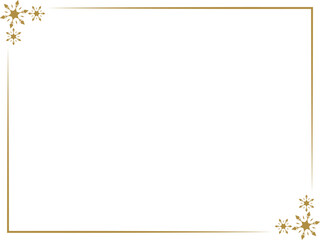 ゴールド色の雪の結晶フレーム/イラスト/素材
