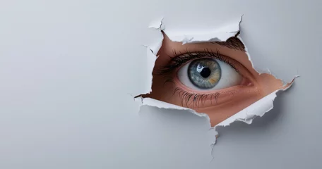 Foto op Plexiglas Eyes behind torn paper, eyes close-up, eyes clipart © LeoOrigami