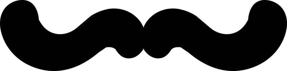 Moustache vector icon. Whisker icon. Black Fill silhouette of adult man moustaches. Symbol of Fathers day. Barber symbol isolated on transparent background for Website page and mobile app design.