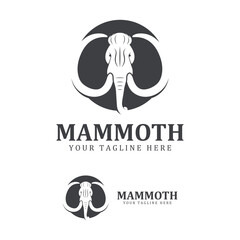 woolly mammoth logo design template with long tusks. Creative and unique iconic Mammoth Logo. Logo is a designed for sport types of companies