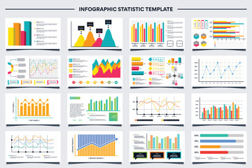 Collection of vector stats info graphic business financial graph reports marketing