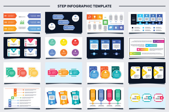 Collection of element info graphic step template design