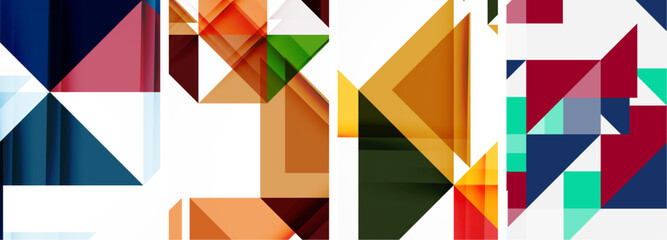 Fototapeta premium Triangle poster set for wallpaper, business card, cover, poster, banner, brochure, header, website