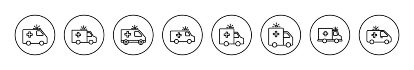 Ambulance icon vector. ambulance truck sign and symbol. ambulance car