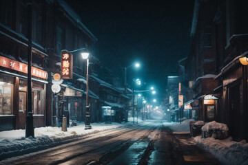 Fototapeta premium snow street at night