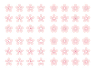 桜の花のベクターアイコン・シルエット素材セット