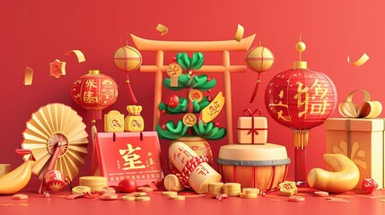 Chinese New Year background with decoration