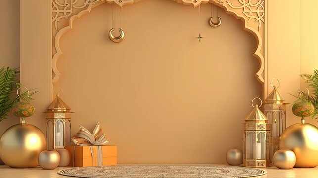 islamic decoration background with bedug drum