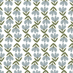 flat blue tulip seamless pattern