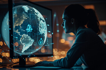 Business Executive Contemplating Global Investment Strategies with Robo-Advisor Platform