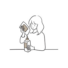 洗剤をボトルに詰め替えるエコな女性と、名もなき家事