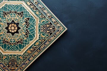highly detailed and ornate design on a flat surface against a dark blue background