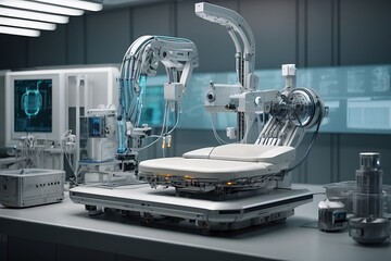 Photo of futuristic and modern lab equipment  ai generative