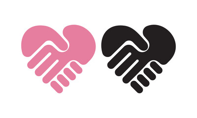 Love hand care hand shake icon logo design,symbol, agreement icon. Handshake icon. Vector illustration.