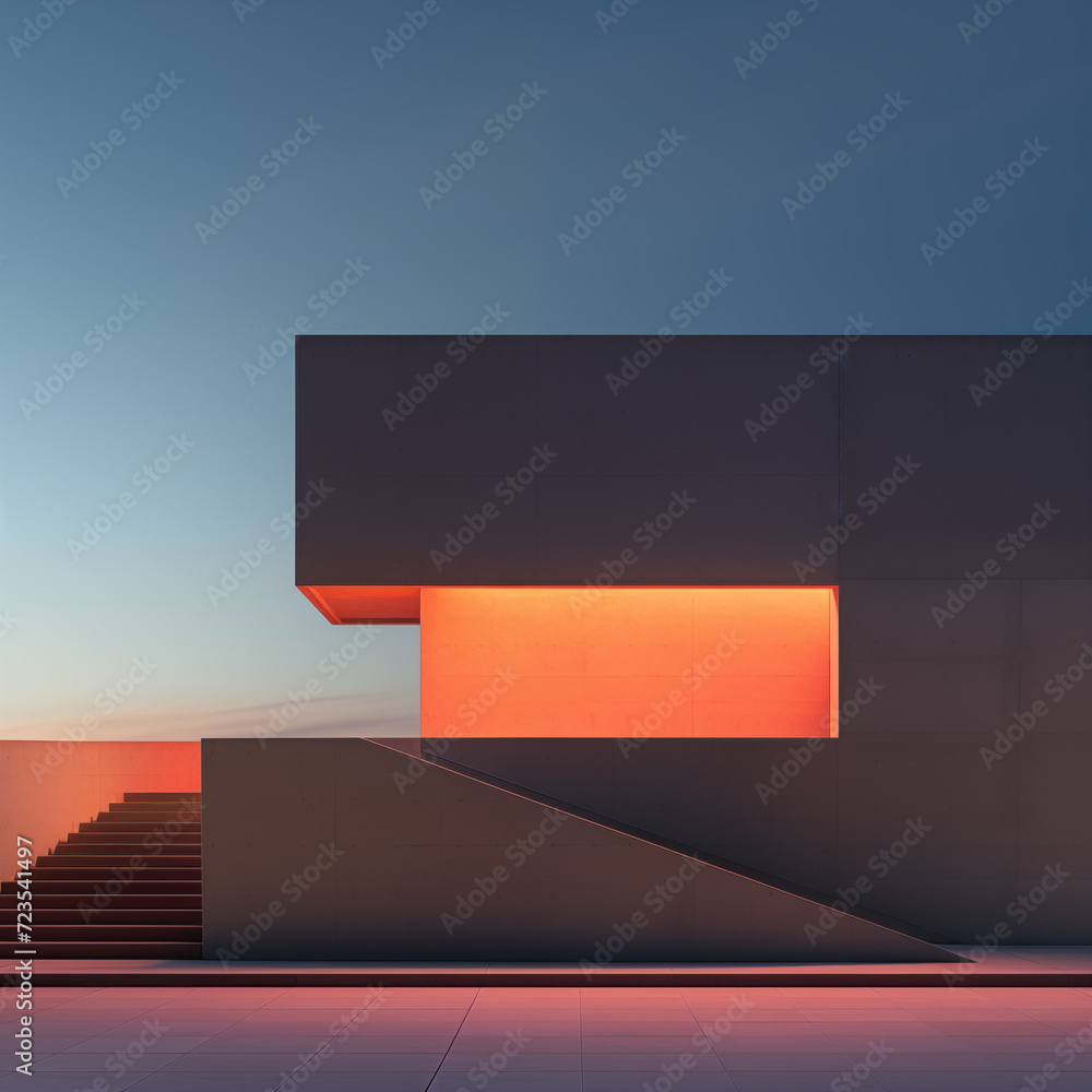 Poster minimal building with light, for abstract background