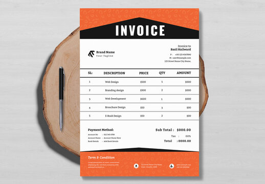 Modern Invoice Layout With Orange Accents