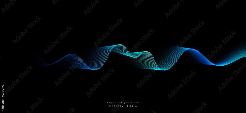 Poster banner design template with abstract geometric gradient. glowing lines on a black background digital