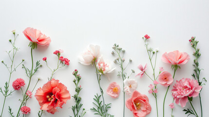 Obraz na płótnie Canvas Creative Layout Made with Beautiful Flowers on White
