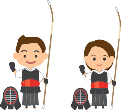 薙刀選手のイメージイラスト（男女セット）