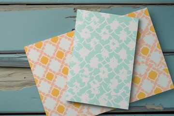patterned paper placed on a wooden surface