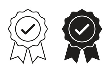 approved or certified badge icon. certificate, verification, approval, recommended badge with tick. vector illustration on transparent background.