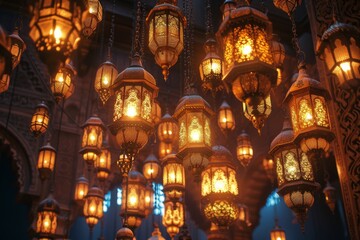 Fototapeta premium lantern is adorned with detailed metal frames and glass panels that cast beautiful patterns of light and shadow