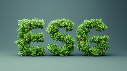 ESG Typography Dynamic 3D typography of the text 'ESG' showcasing the green ESG concept, representing environmental, social, and governance principles for sustainable business practices.