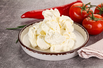 Soft Philadephia cheese in the bowl
