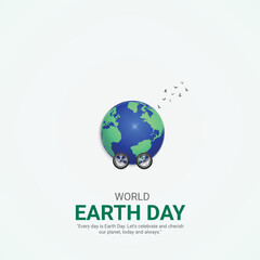 Fototapeta na wymiar world earth day. earth day creative ads design April 22. social media poster, vector, 3D illustration. 