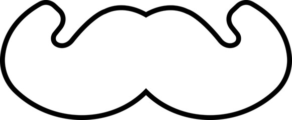 Moustache vector icon. Whisker icon. Black Line silhouette of adult man moustache. Symbol of Fathers day editable stock. Barber symbol on transparent background for Website page and mobile app design.