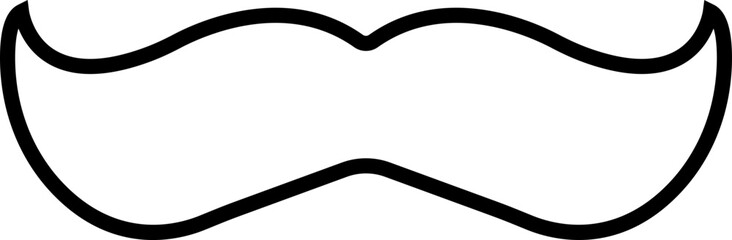 Moustache vector icon. Whisker icon. Black Line silhouette of adult man moustache. Symbol of Fathers day editable stock. Barber symbol on transparent background for Website page and mobile app design.