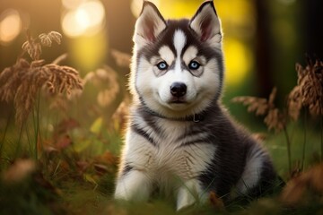 adorable shot of siberian husky in a forest