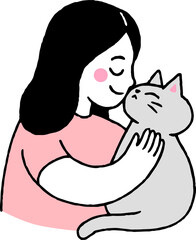 Girl Kissing a Cat