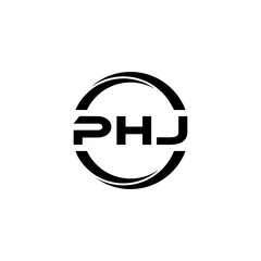 PHJ letter logo design with white background in illustrator, cube logo, vector logo, modern alphabet font overlap style. calligraphy designs for logo, Poster, Invitation, etc.