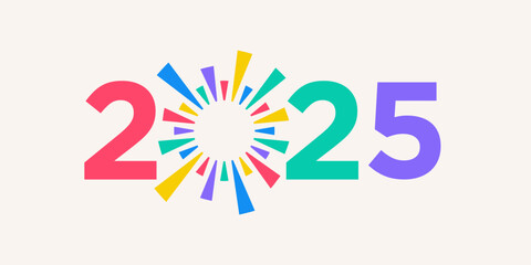 2025 Happy New Year design vector. colorful fireworks and trendy new year 2025 design template.