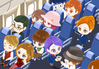 飛行機の中の風景（人物）